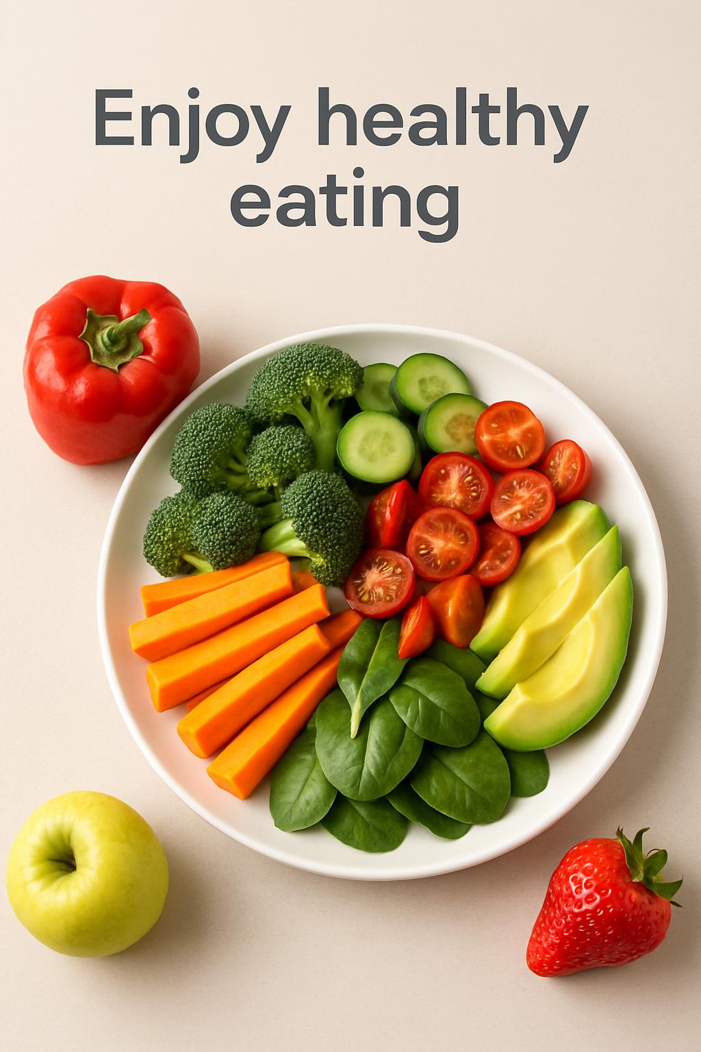 Enjoy healthy eating. Healthy vegetables, fruits, and lean proteins.